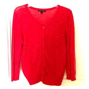 Coral Red Cardigan Sweater
